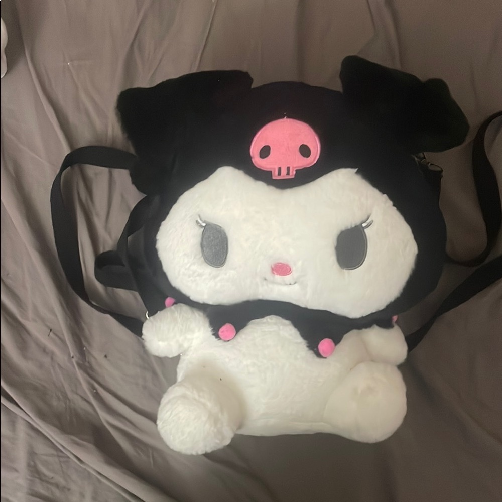 Cute kuromi Black and White Plush Backpack